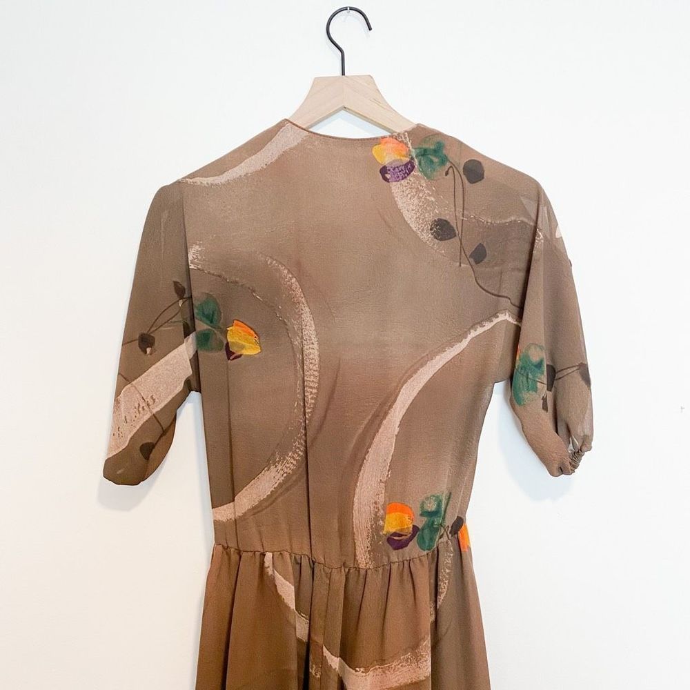 Vintage 70s Jody of California A-Line Floral Boho Hippe Dress Peekaboo Shoulder - Picture 11 of 12
